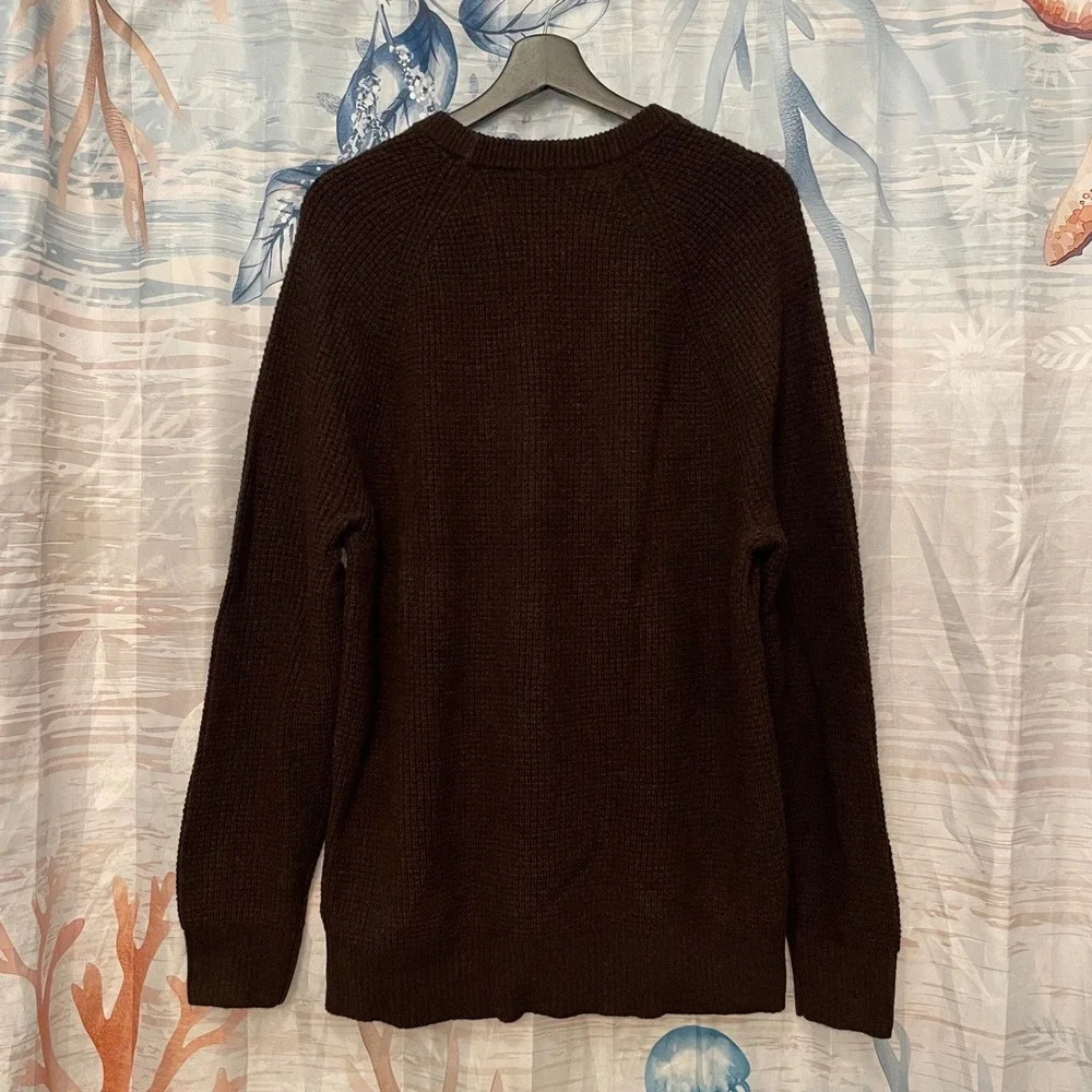 Banana Republic Italian Merino Wool Blend Waffle Knit Sweater Brown Mens XL Y2K